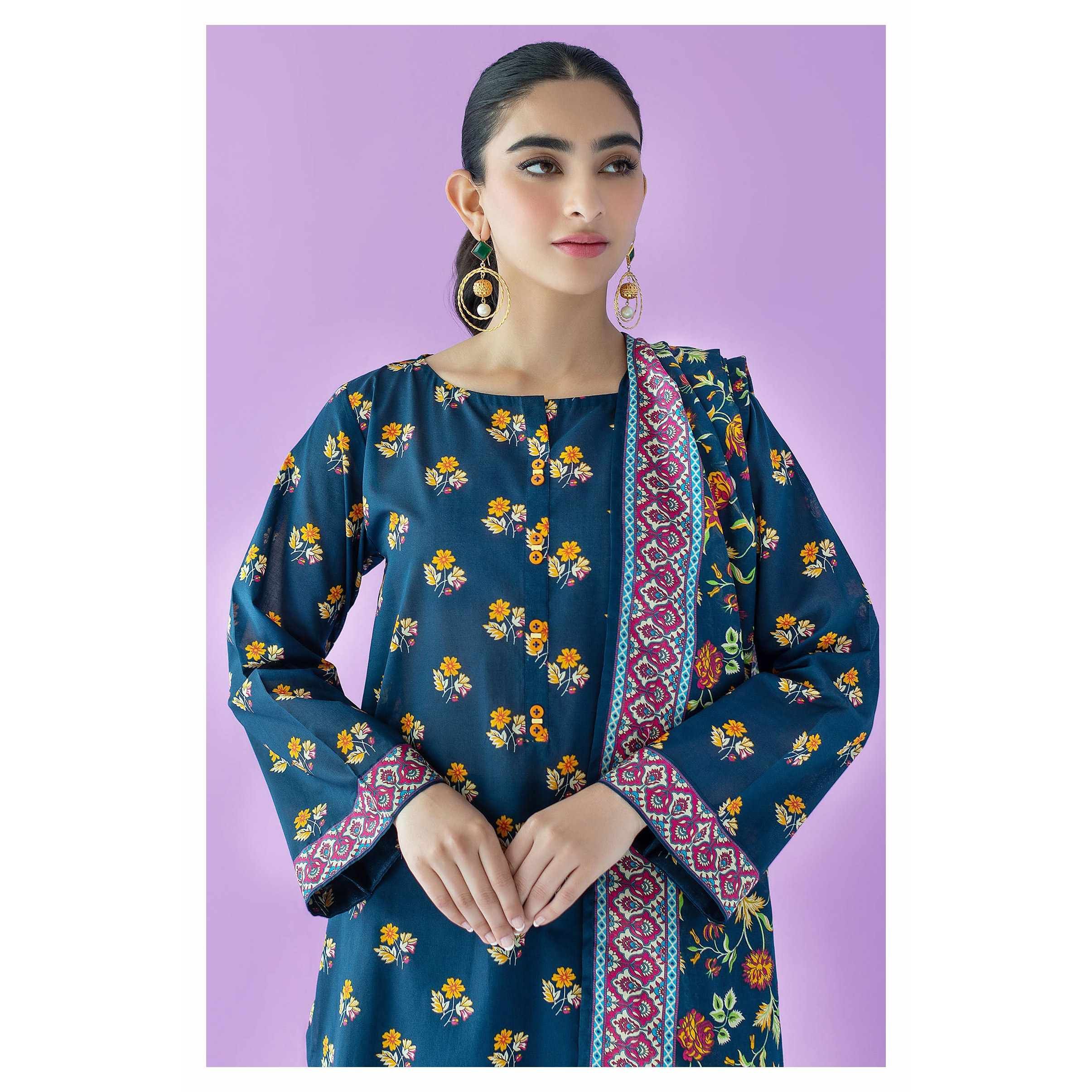 Buy Unstitched 3 Piece Printed Lawn Shirt, Cambric Pant and Lawn ...