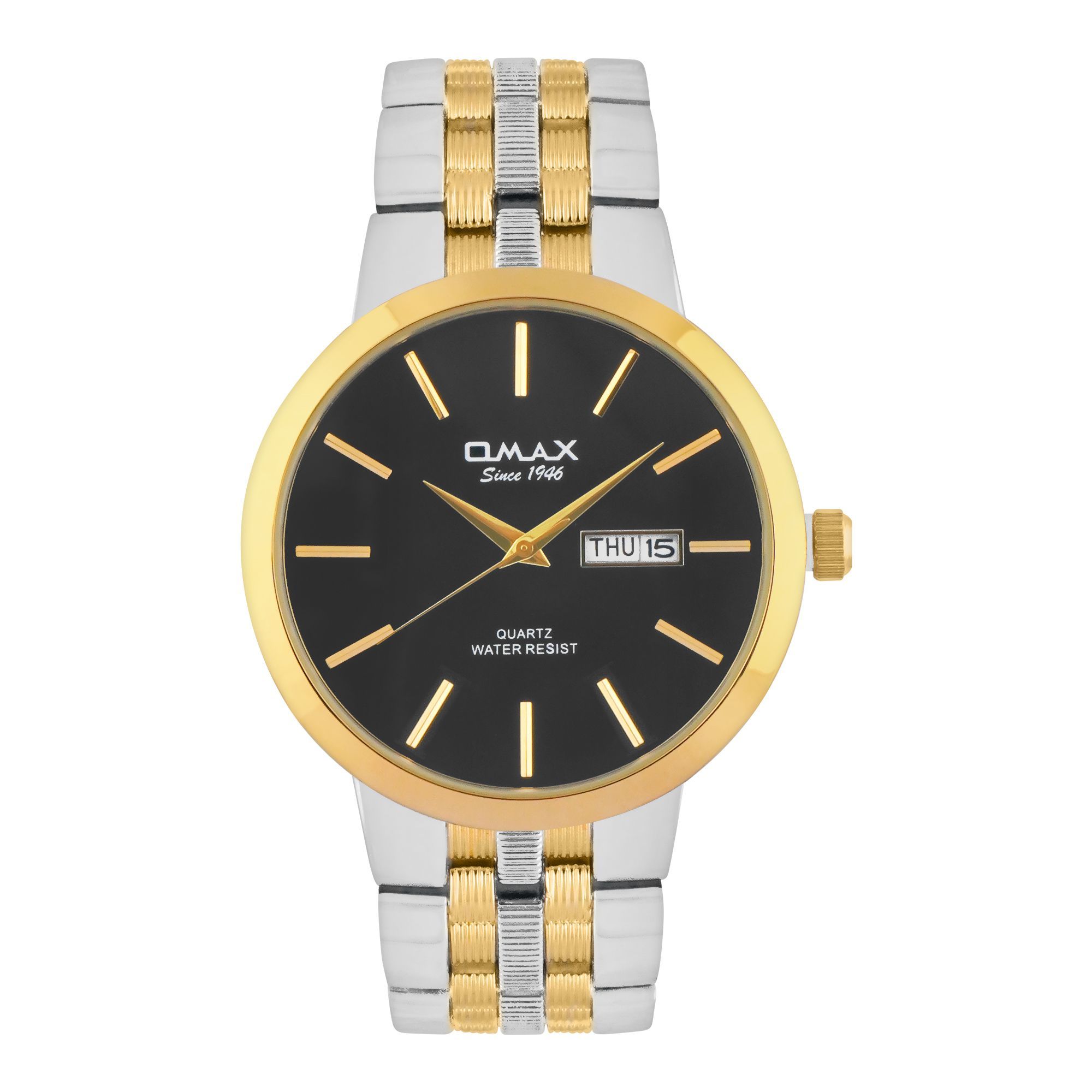 Purchase Omax Men's Black Round Dial With Two Tone Bracelet Analog ...
