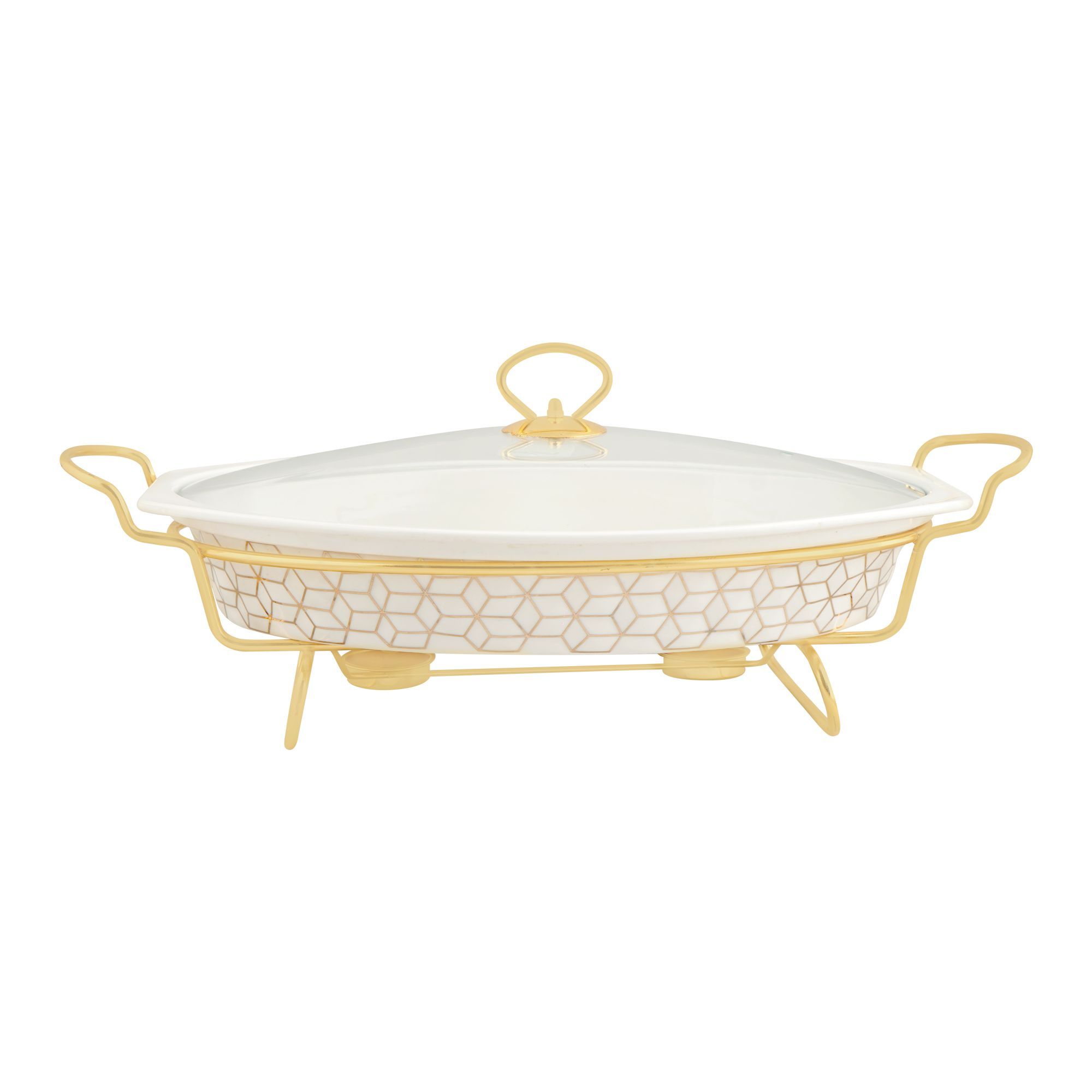 Brilliant Oval Casserole With Warmer Rack, 15-Inches, BR0149