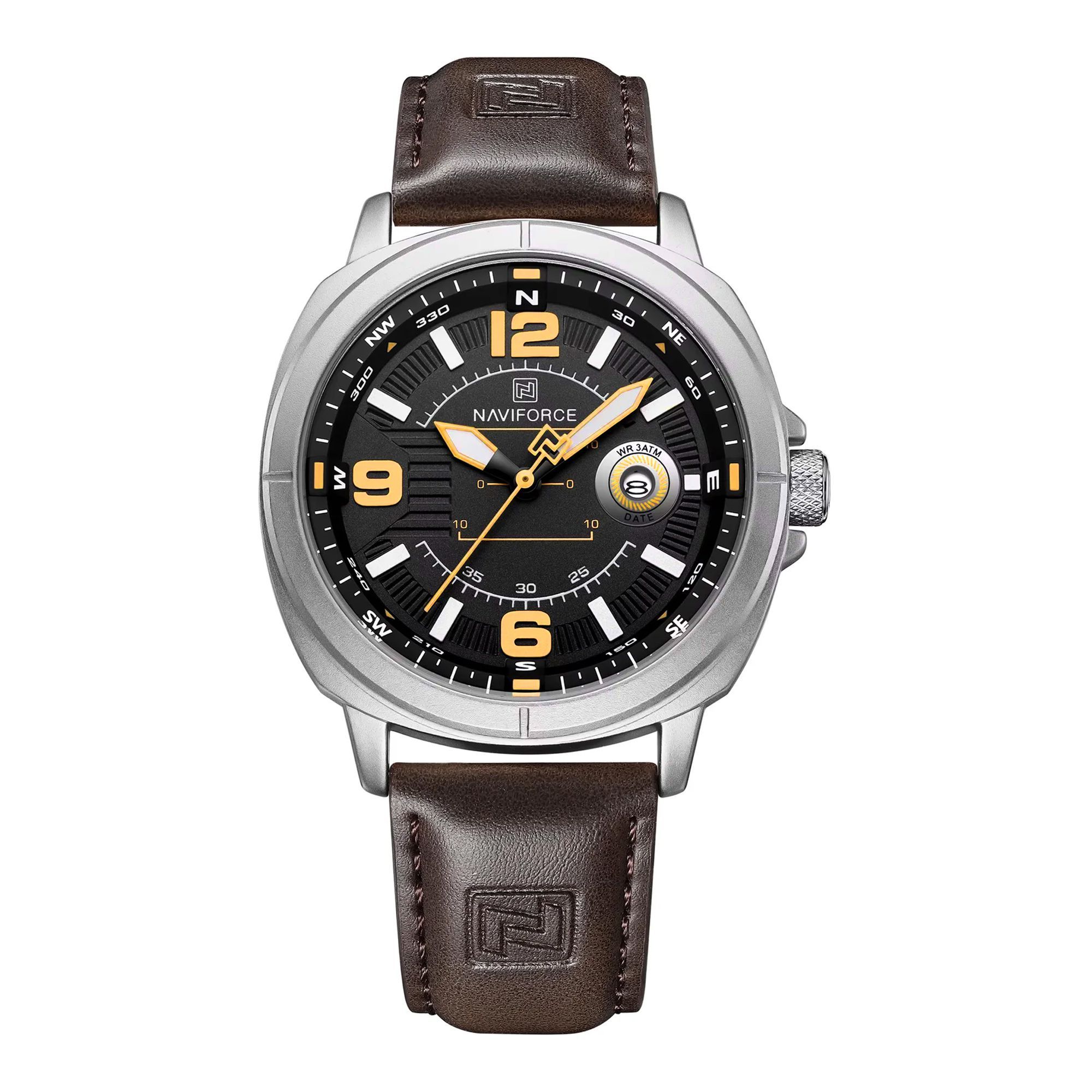 Naviforce Men Analog Watch With Black Yellow Dial With Dark