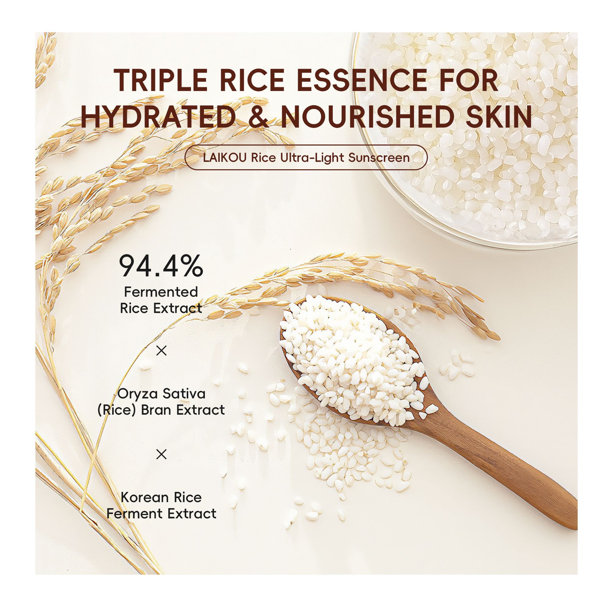 Laikou Rice Ultra-Light Sunscreen, Fermented Rice Extract, SPF50 PA ...