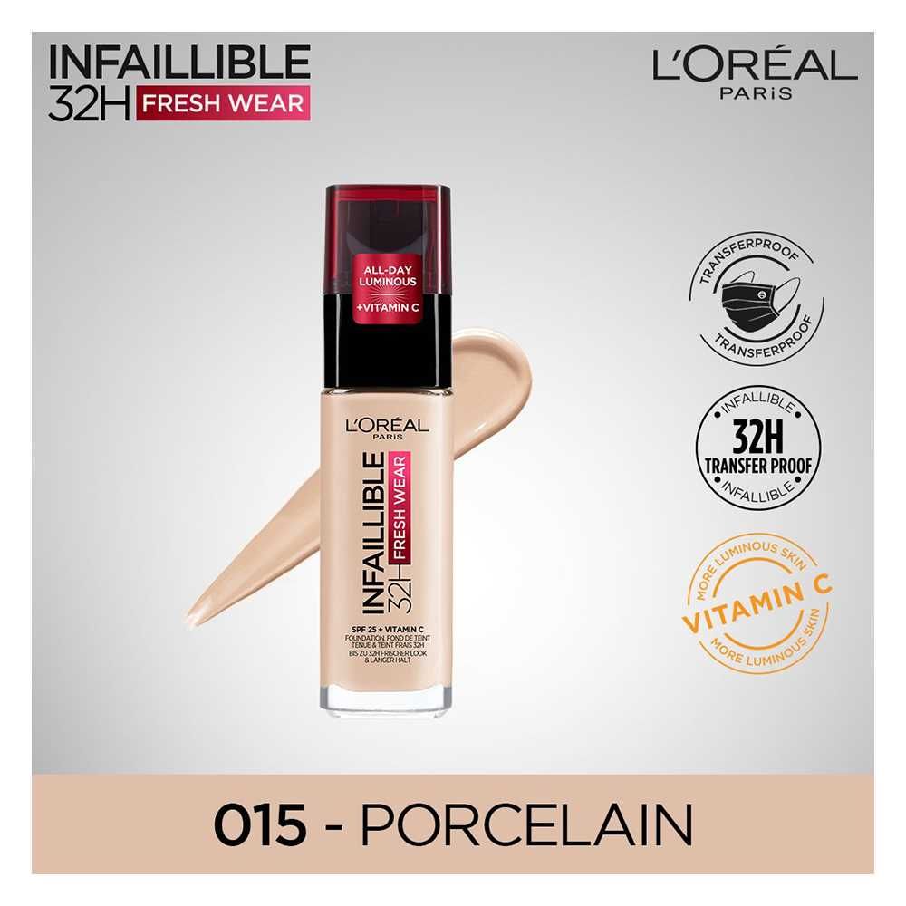 L'Oreal Paris Infallible 24H Stay Fresh Foundation, 015 Porcelain