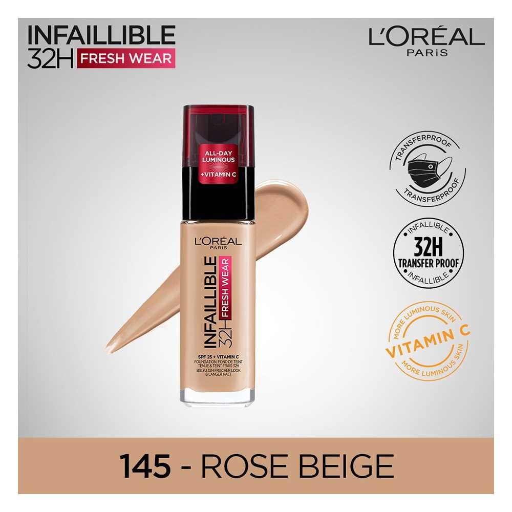 L'Oreal Paris Infallible 24H Stay Fresh Foundation, 145 Rose Beige