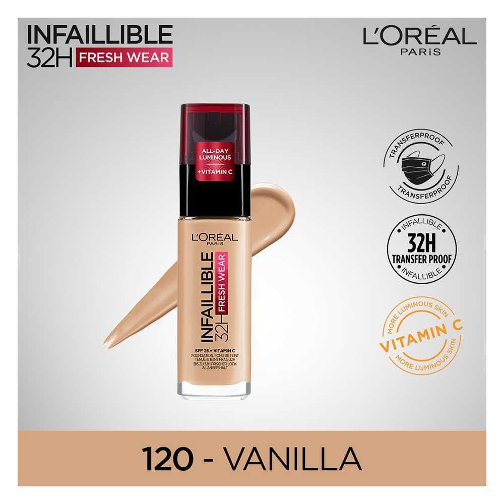 L'Oreal Paris Infallible 24H Stay Fresh Foundation, 120 Vanilla