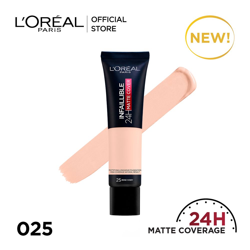 L'Oreal Paris Infallible 24H-Matte Cover Foundation, 25 Rose Ivory