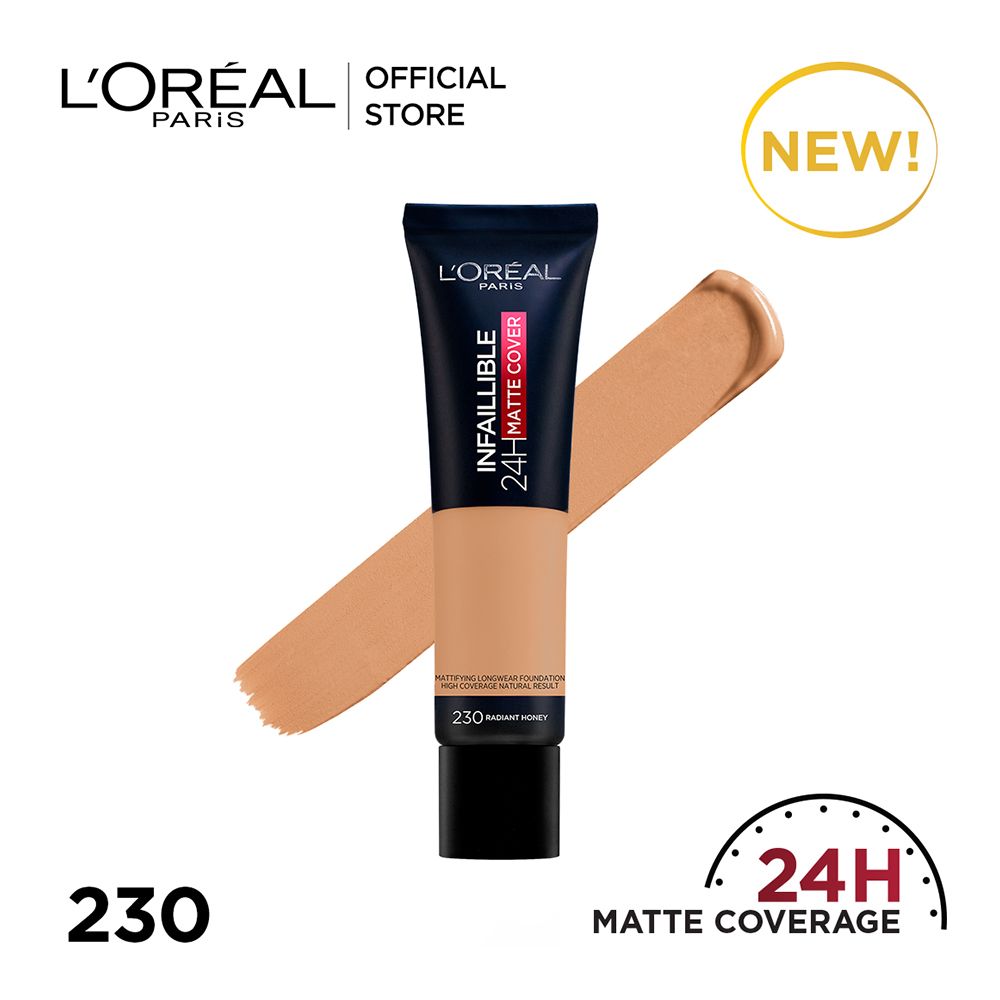 L'Oreal Paris Infallible 24H-Matte Cover Foundation, 230 Radiant Honey