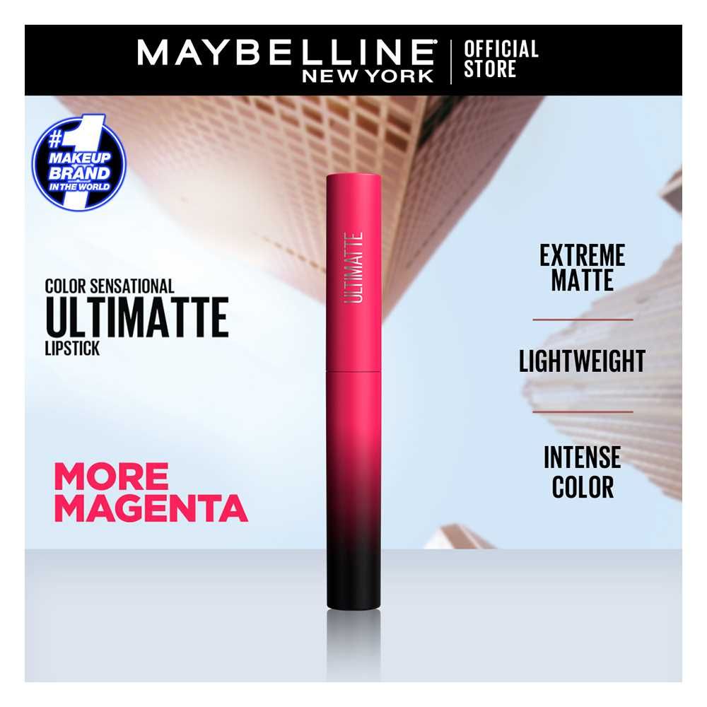 Maybelline New York Color Sensational Ultimate Matte Lipstick, 399 More Magenta