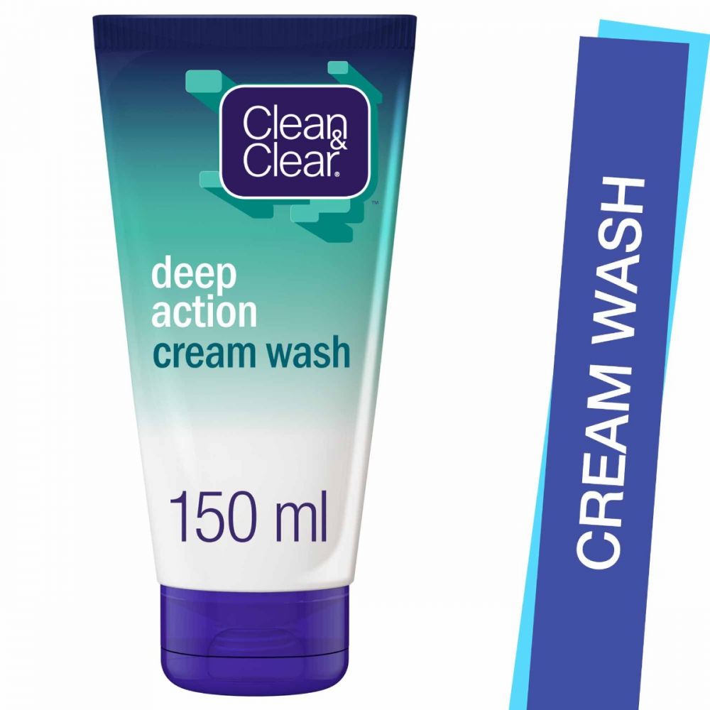 Clean & Clear Deep Action Cream Face Wash, Oil Free, 150ml