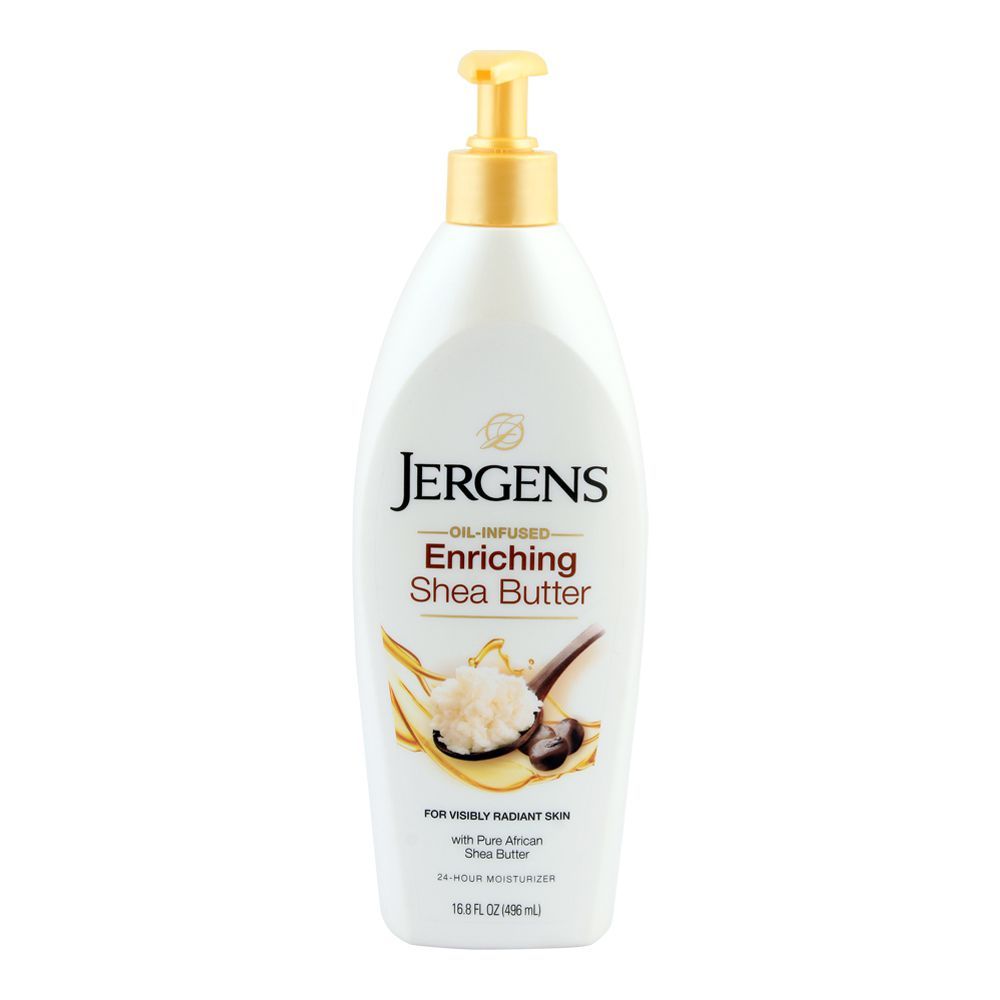Jergens Oil-Infused Enriching Shea Butter Body Lotion, Pump, 496ml