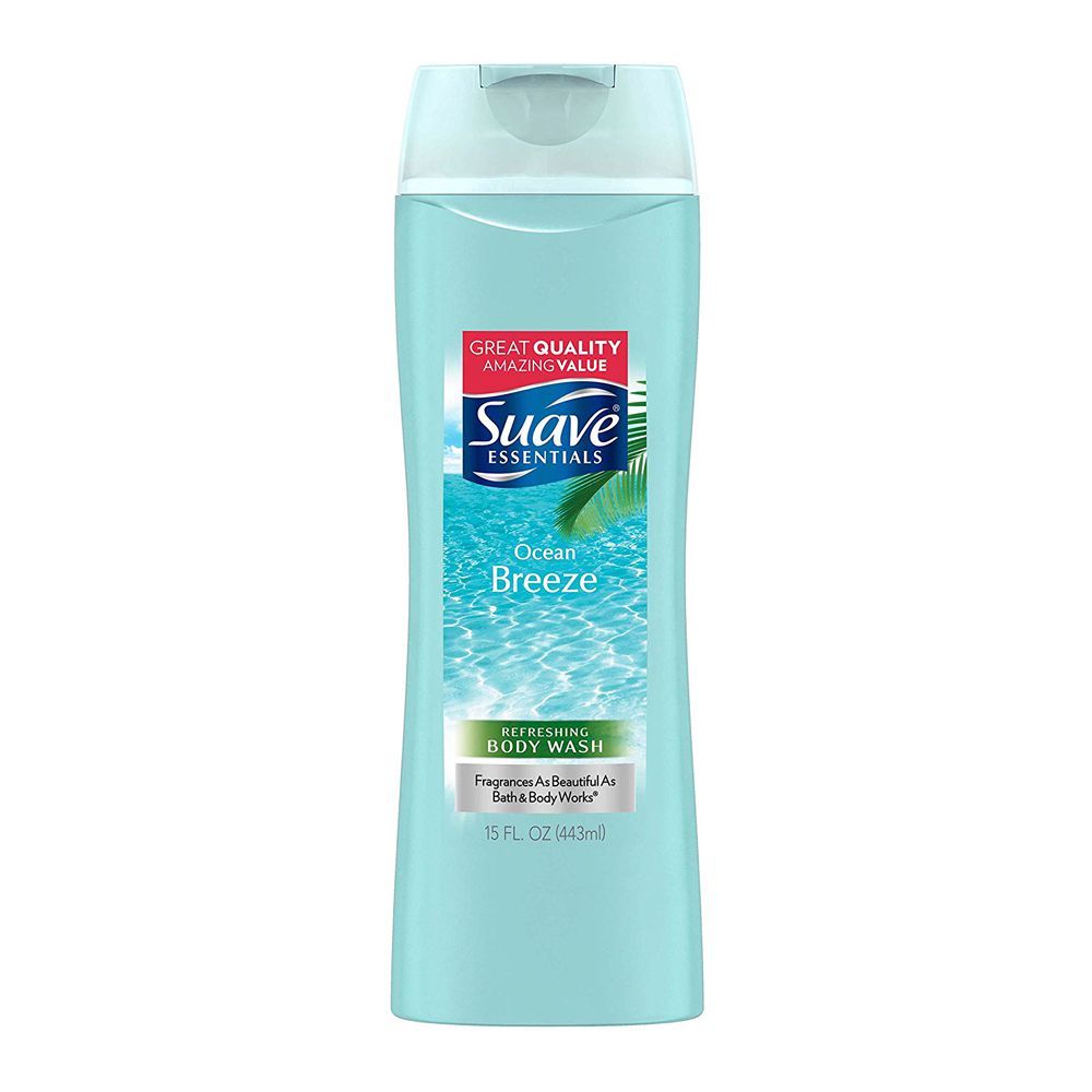Suave Essentials Refreshing Body Wash, Ocean Breeze, 443ml