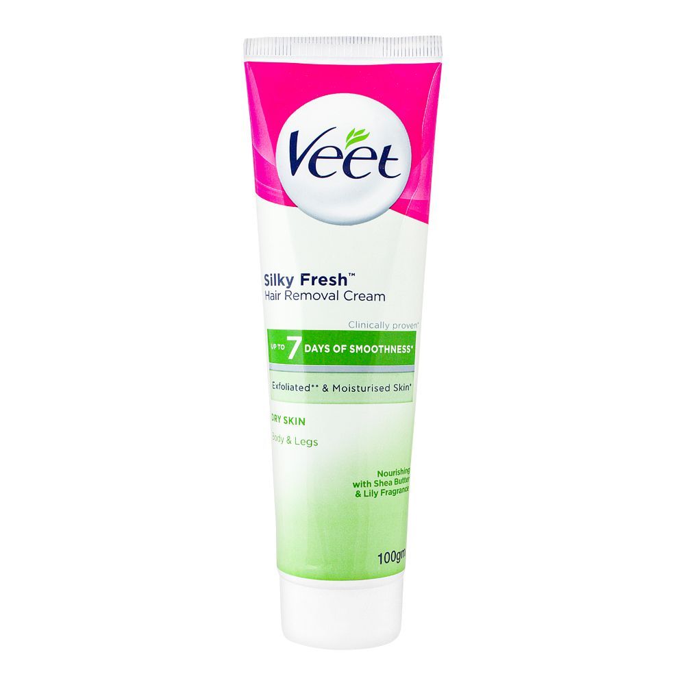 Veet Silky Fresh Shea Butter & Lily Hair Removal Cream, Dry Skin, Body & Legs, 100g