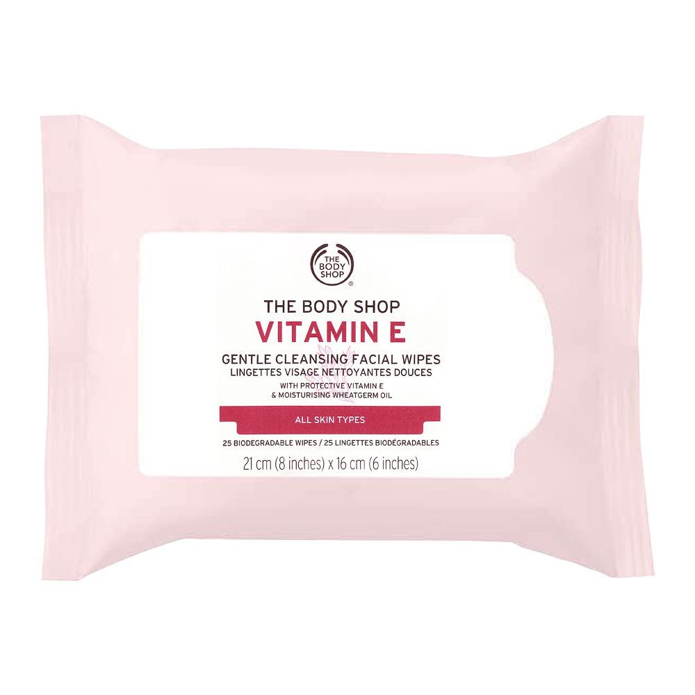 The Body Shop Vitamin E Gentle Cleansing Facial Wipes, 25-Pack, All Skin Types