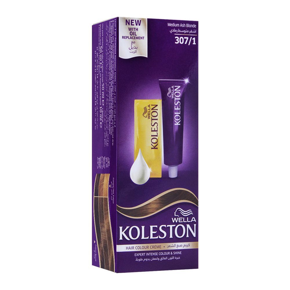 Wella Koleston Hair Color Creme, 307/1, Medium Ash Blonde
