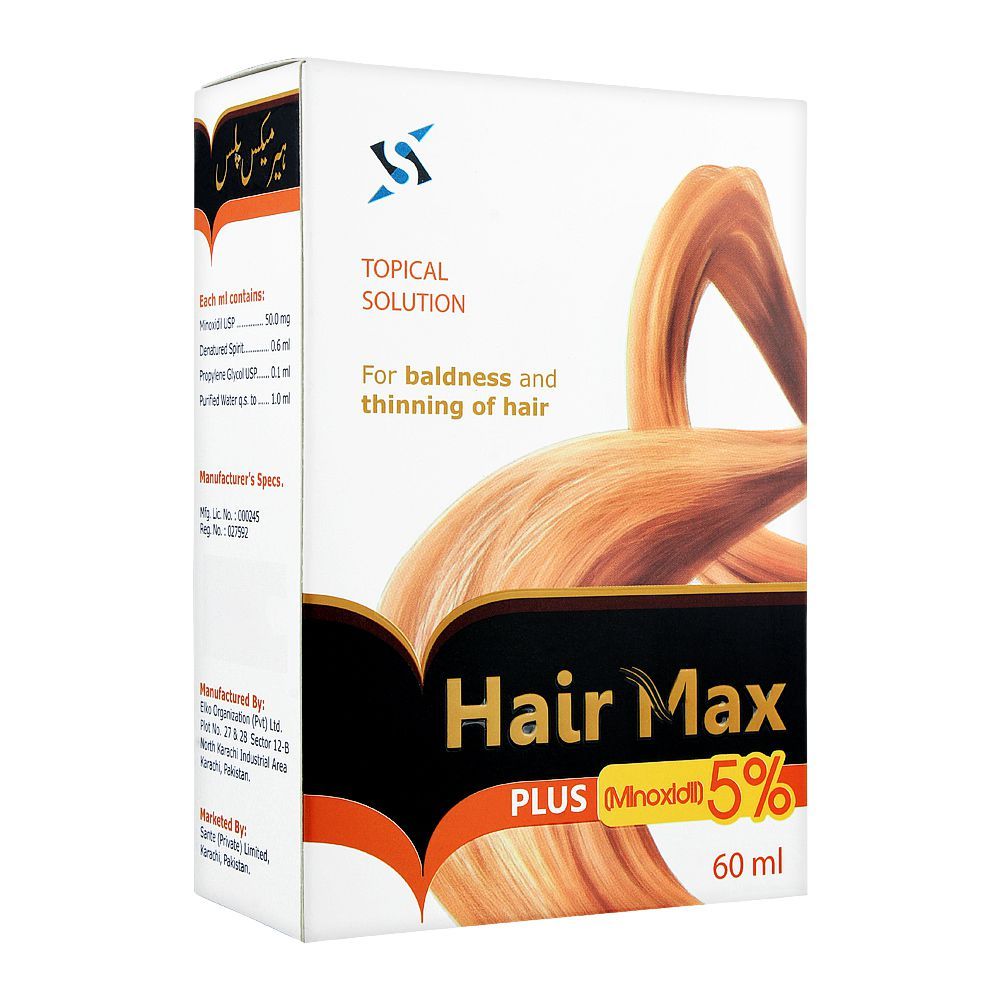 Hair Max Plus, 5% Minoxidil, Tropical Solution For Baldness & Thinning of Hair, 60ml