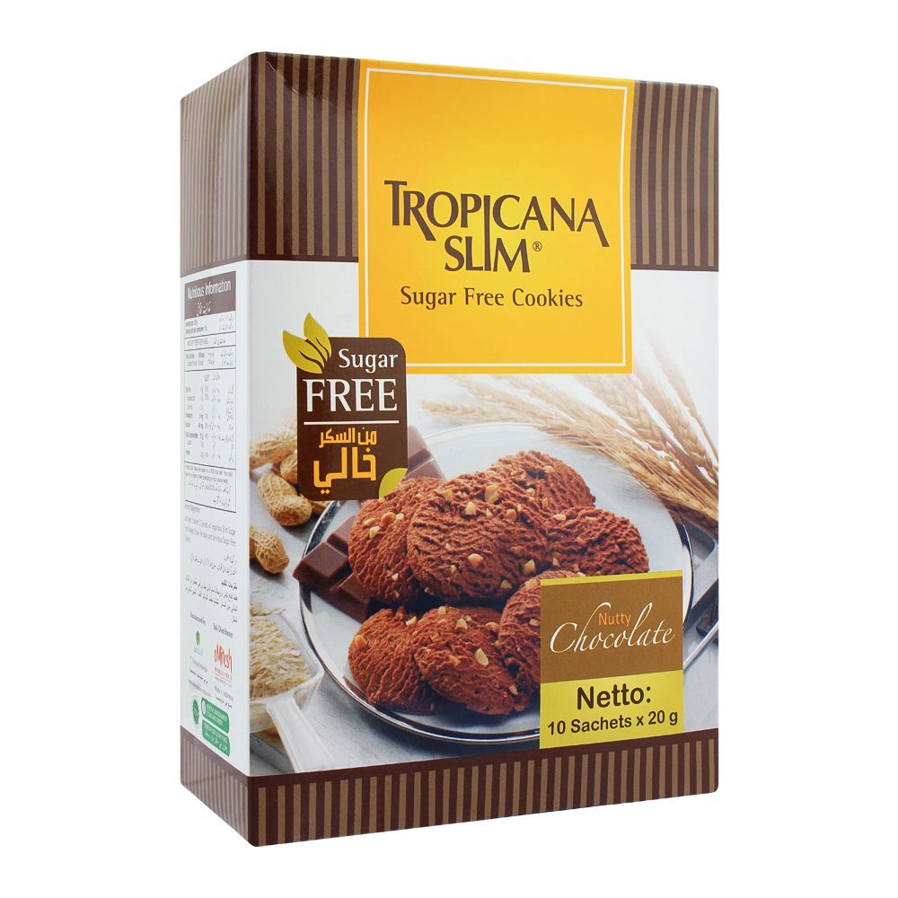 Buy Tropicana Slim Sugar Free Cookies, Nutty Chocolate, 10x20g Online ...