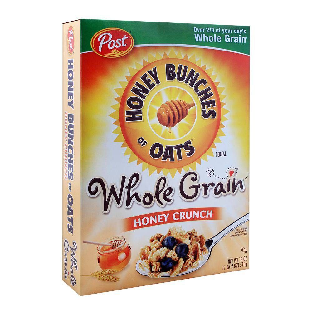 Post Whole Grain Honey Crunch Honey Bunches of Oats Cereal 510g
