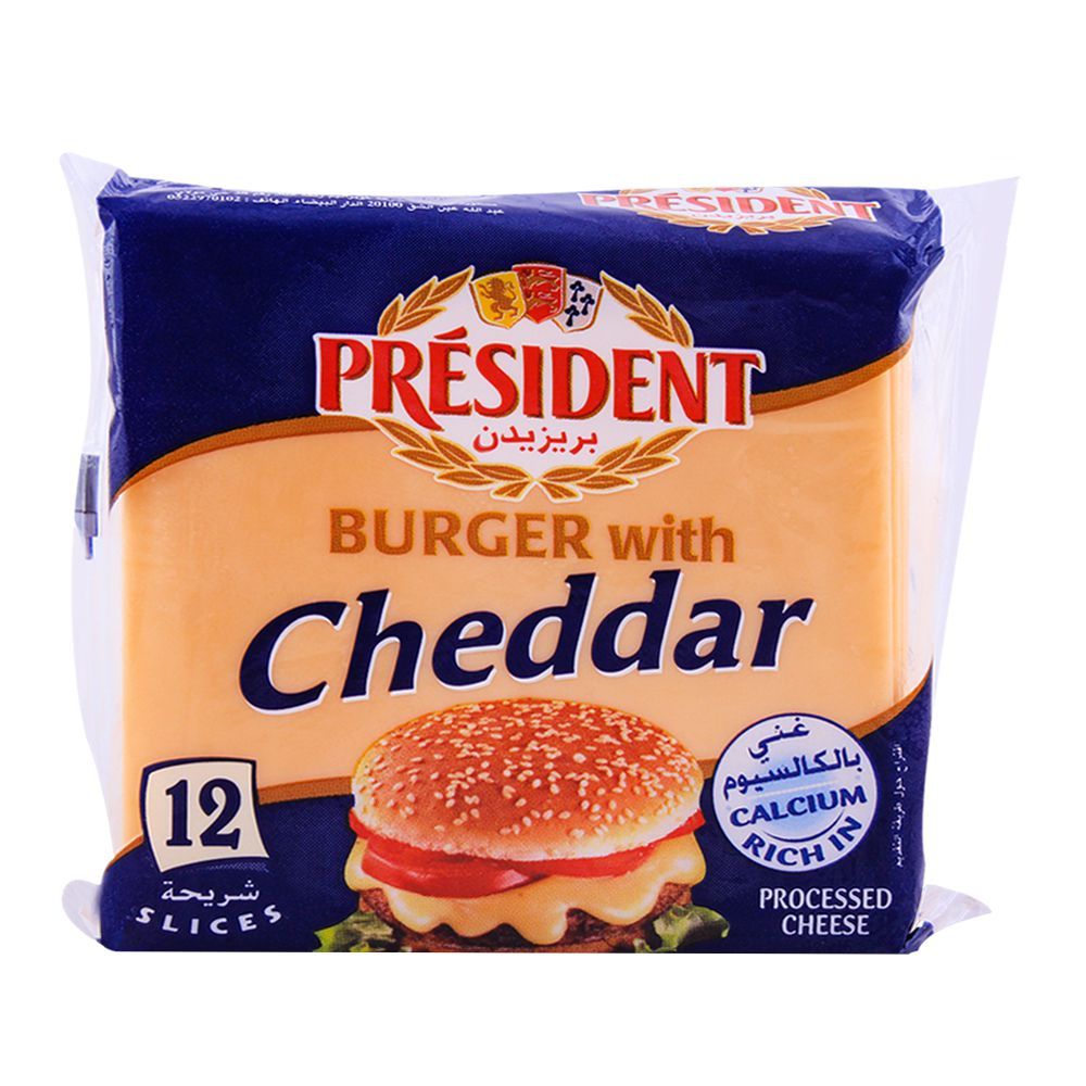 President Cheddar Burger Slice Cheese, 12 Slices, 200g
