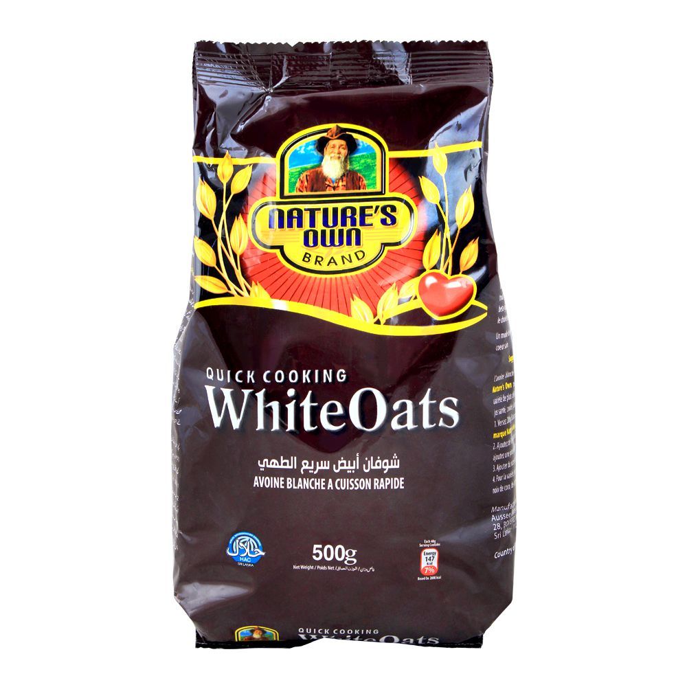 Nature's Own Brand White Oats, Quick Cooking, 500g, Pouch