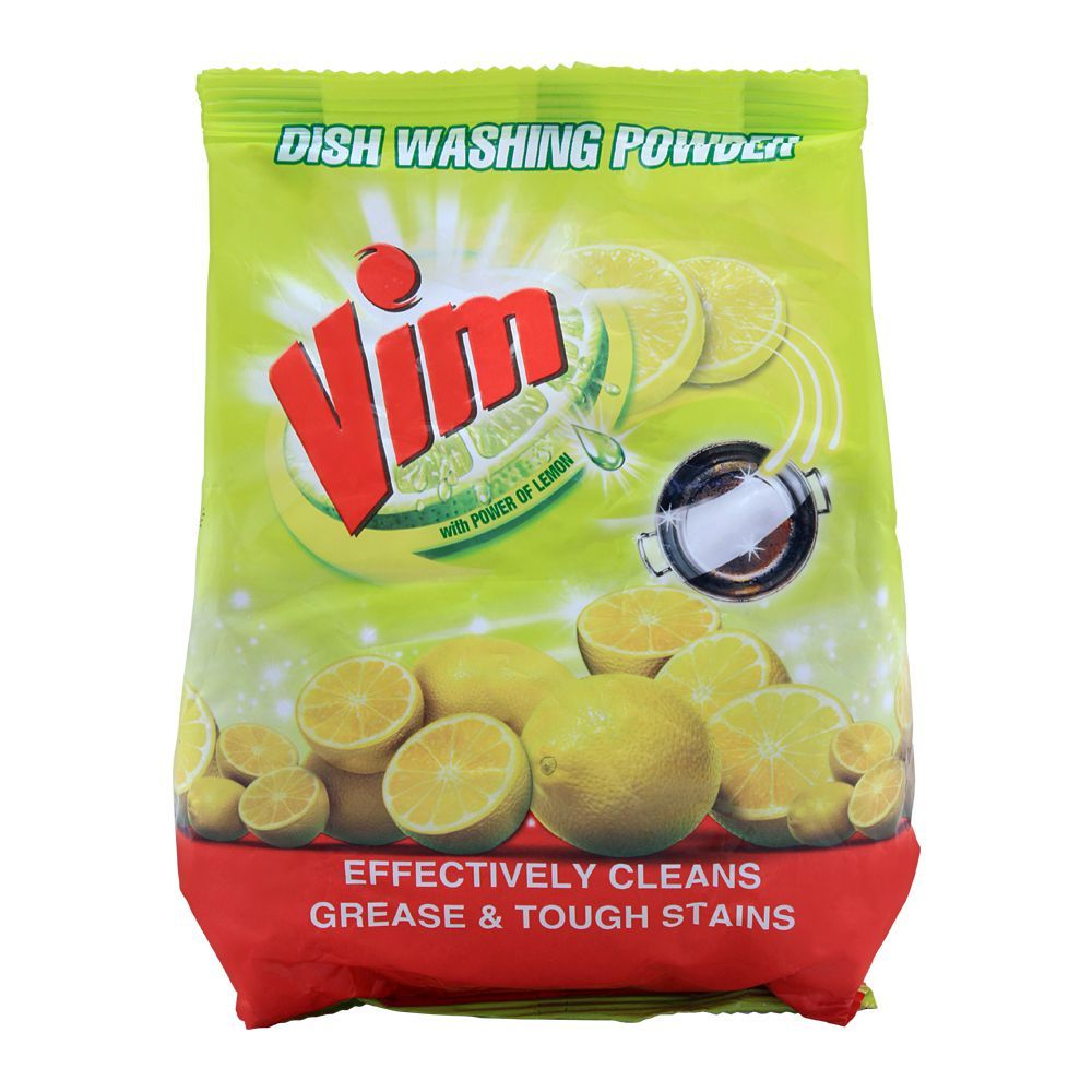 Vim Dish Washing Powder, With Lemon, Bag, 450g