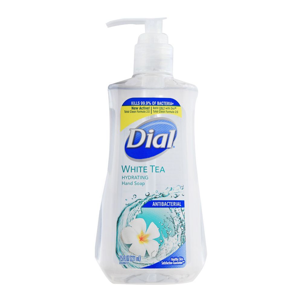 Dial White Tea Hydrating Antibacterial Liquid Hand Soap, 221ml