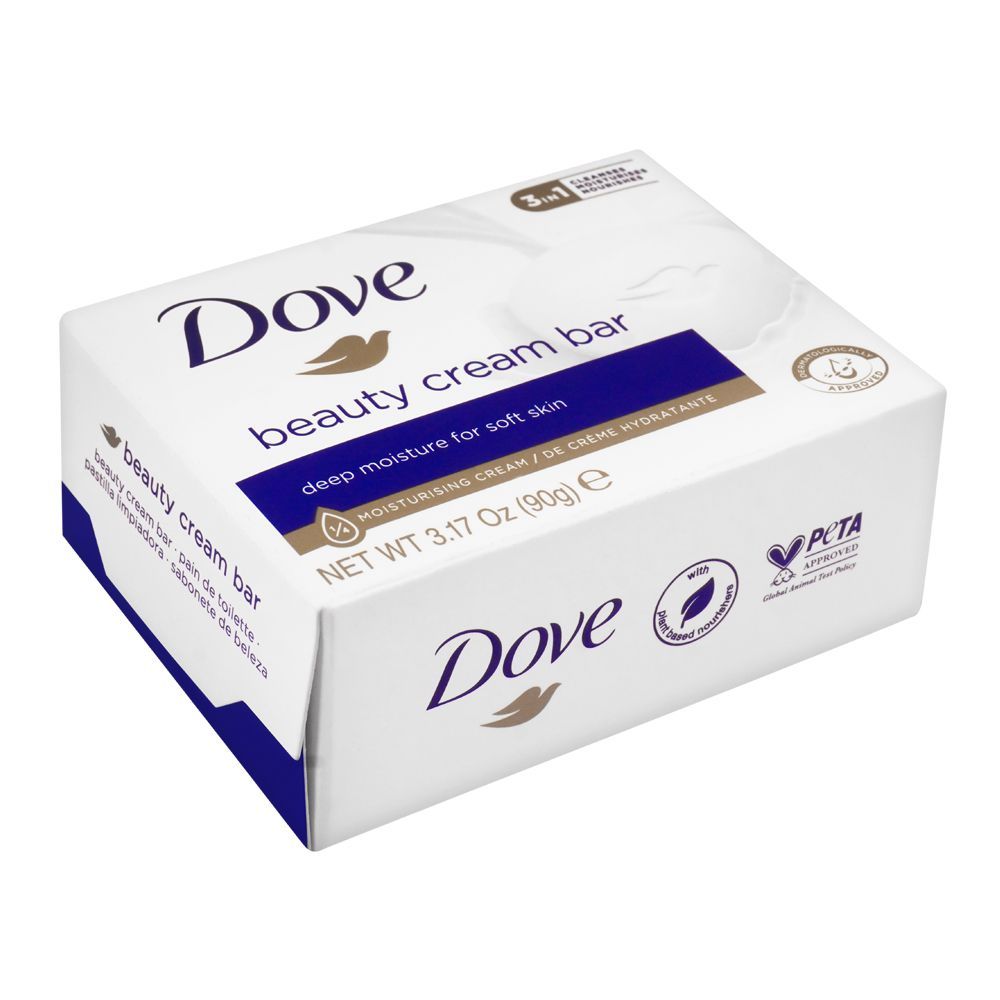 Dove Beauty Cream Bar, White, Deep Moisture For Soft Skin, 90g