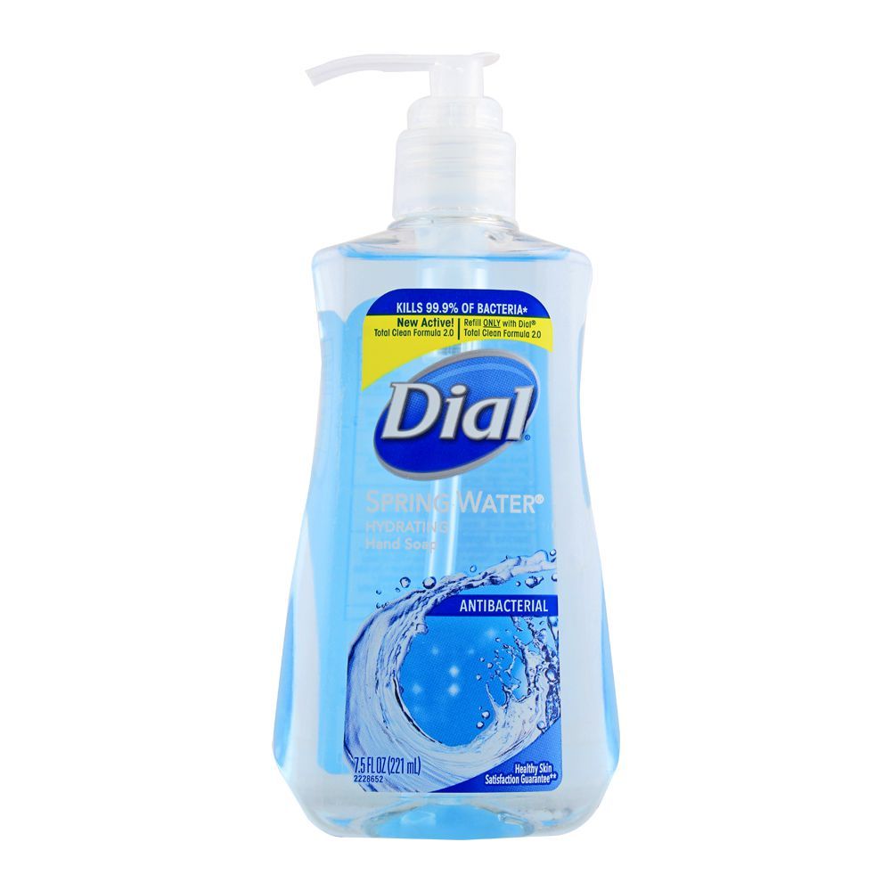Dial Spring Water Hydrating Antibacterial Liquid Hand Soap, 221ml