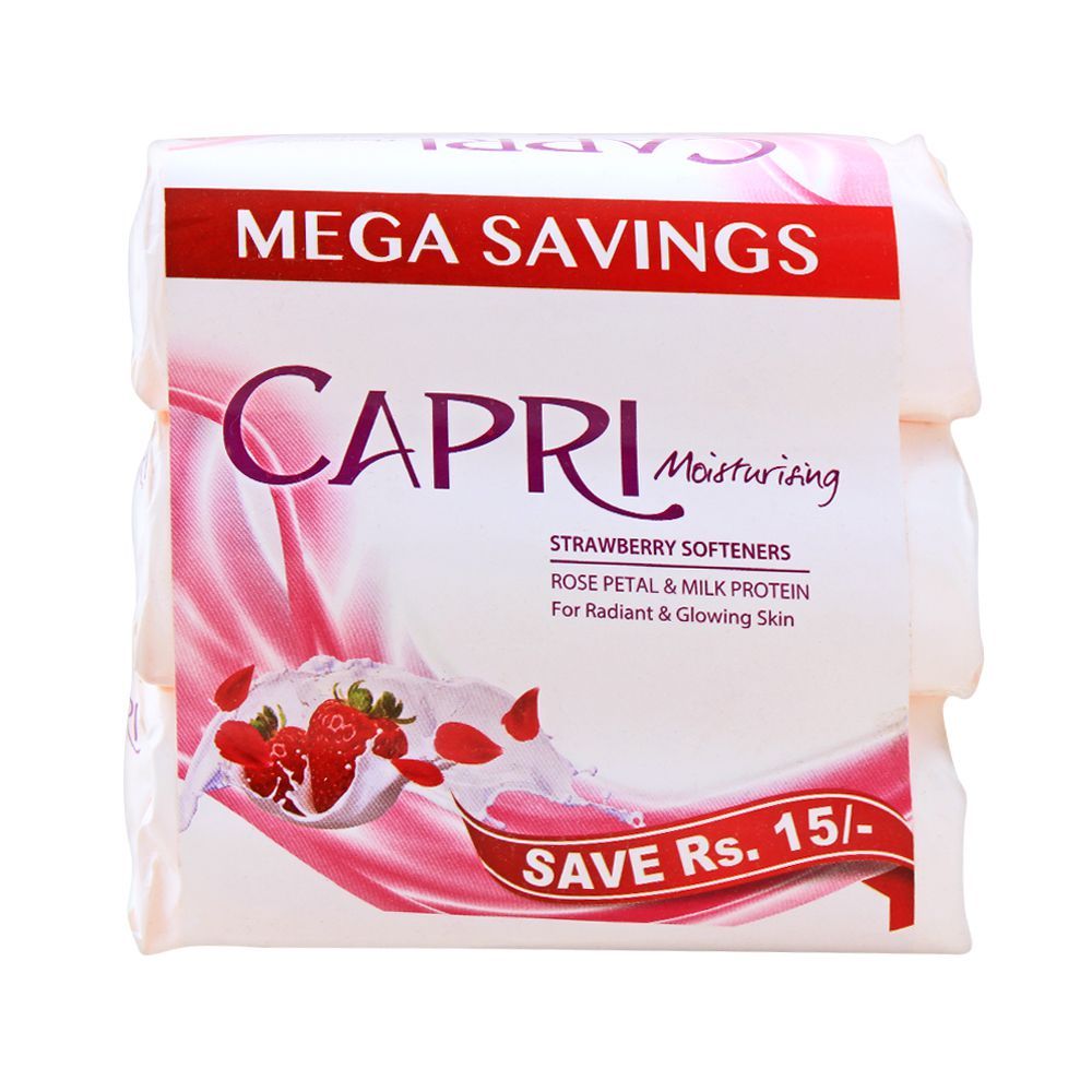 Capri Moisturising Strawberry Softeners Soap, 3x100g