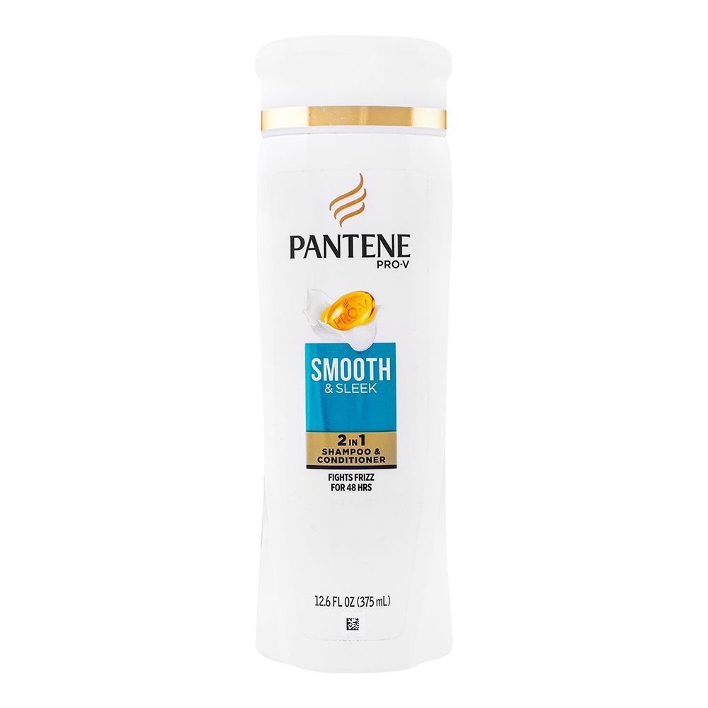 Pantene Pro-V Smooth & Sleek 2-In-1 Shampoo + Conditioner, Fights Frizz For 48 Hours, 375ml