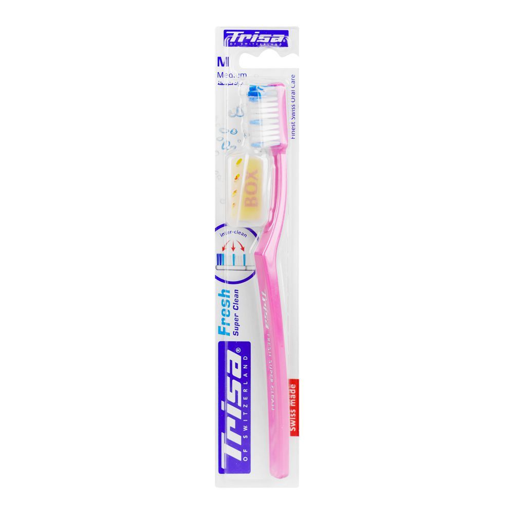 Trisa Fresh Super Clean Medium Toothbrush With Travel Cap