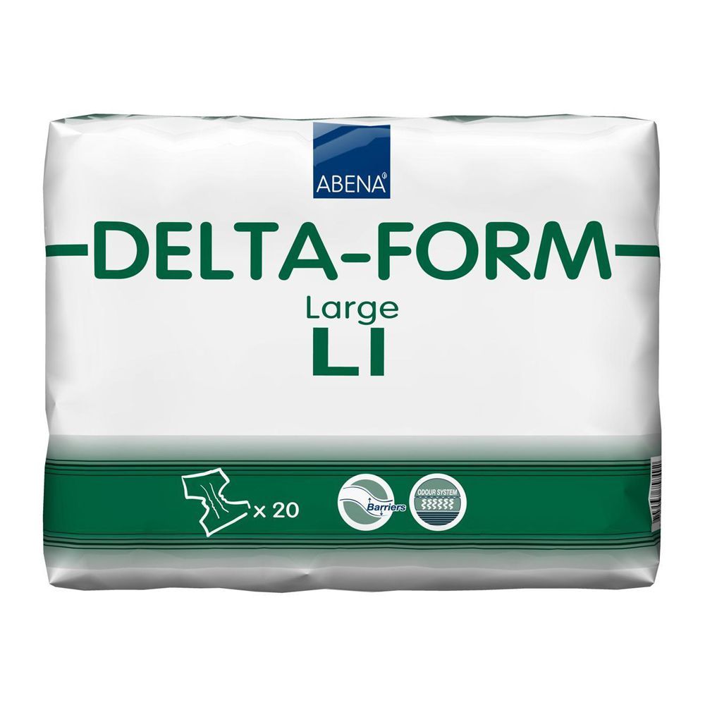 Abena Delta-Foam All-In-One Adult Incontinence Briefs, Large L1, 40-60 Inches, 20-Pack