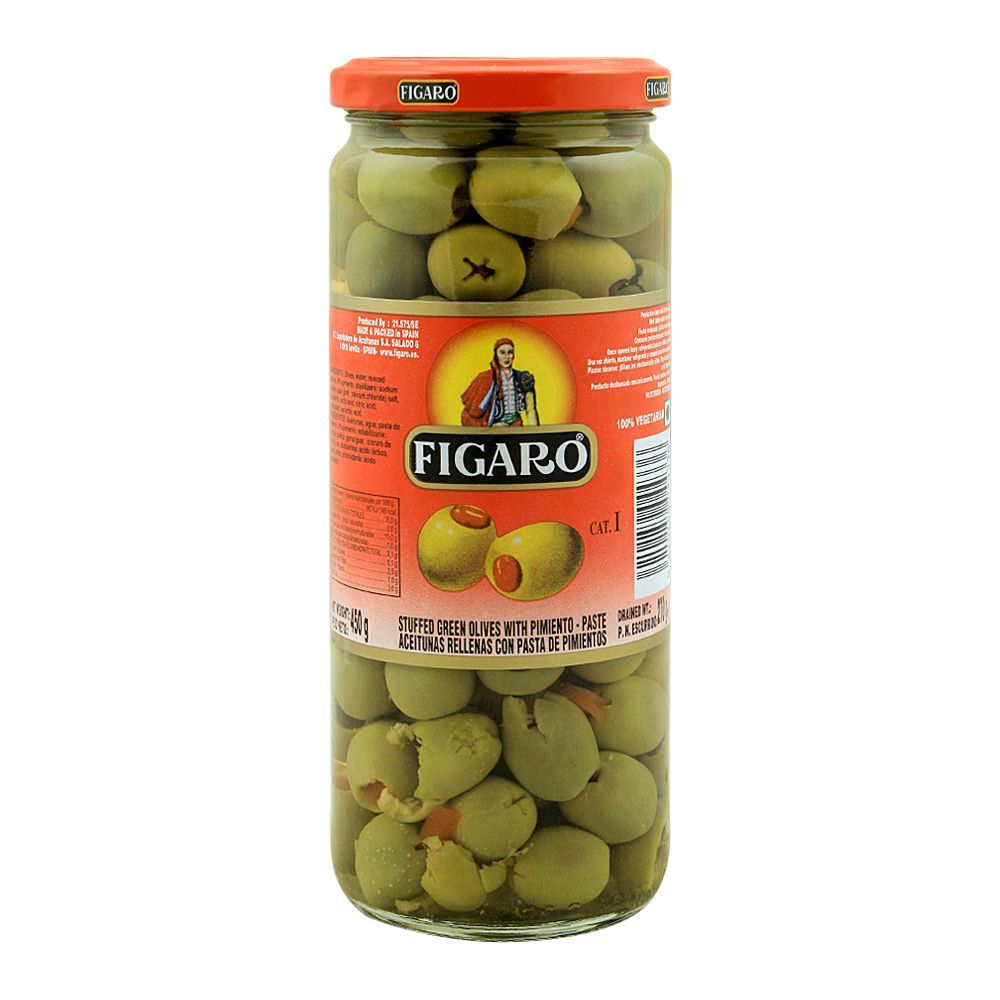 Figaro Stuffed Green Olives With Pimento Paste, 450g