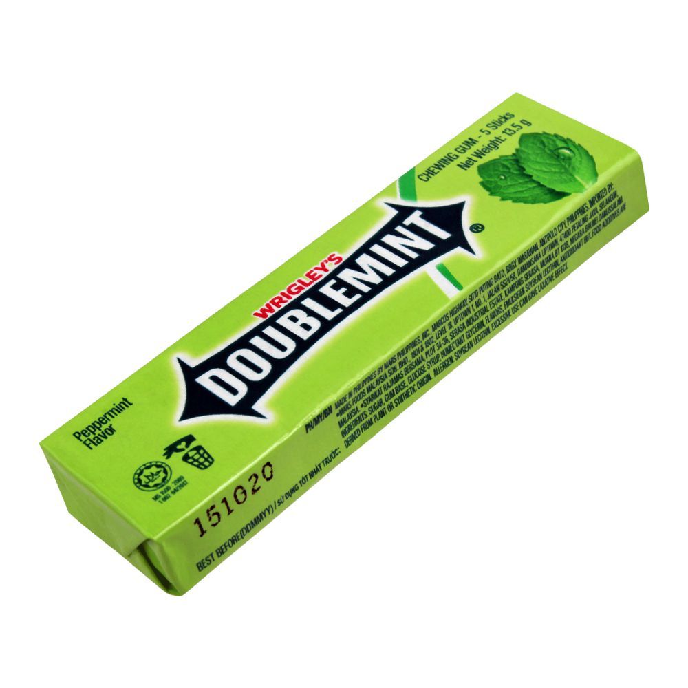 Wrigley's Doublemint Chewing Gum, Peppermint Flavor, 5 Sticks
