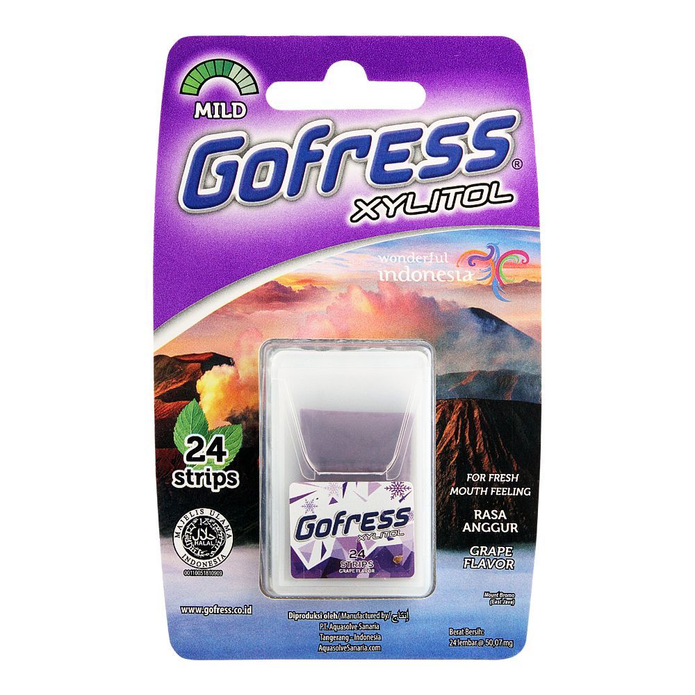 Gofress Oral Care Strip, Grape, Mild, 24-Pack