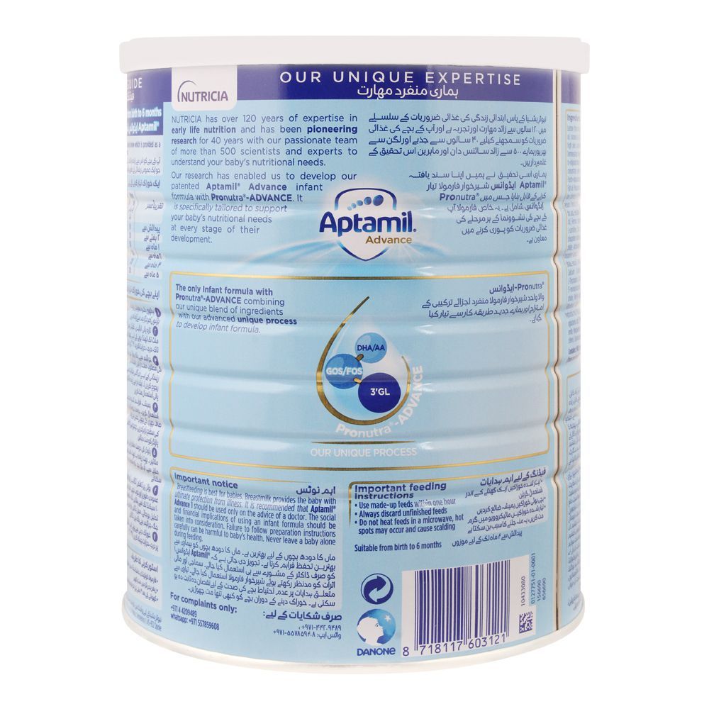 Order Aptamil Advance No. 1, Infant Formula, 0-6 Months, 900g Online at ...