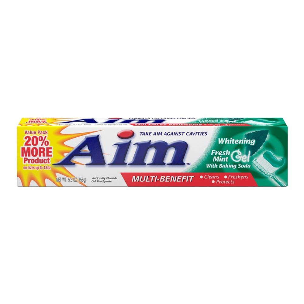 Aim Multi-Benefit Fresh Mint Gel Whitening Toothpaste, 156g