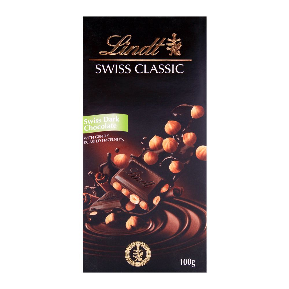 Lindt Swiss Dark Chocolate With Roasted Hazelnuts  100g