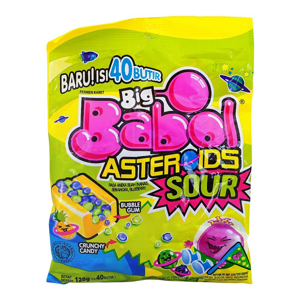 Big Babol Asteroids Sour Bubble Gum, 128g