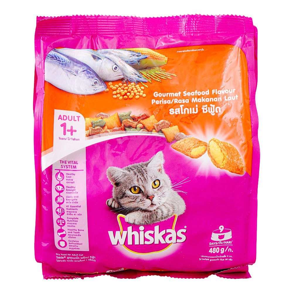 Whiskas Gourmet Seafood Flavor Cat Food, 480g