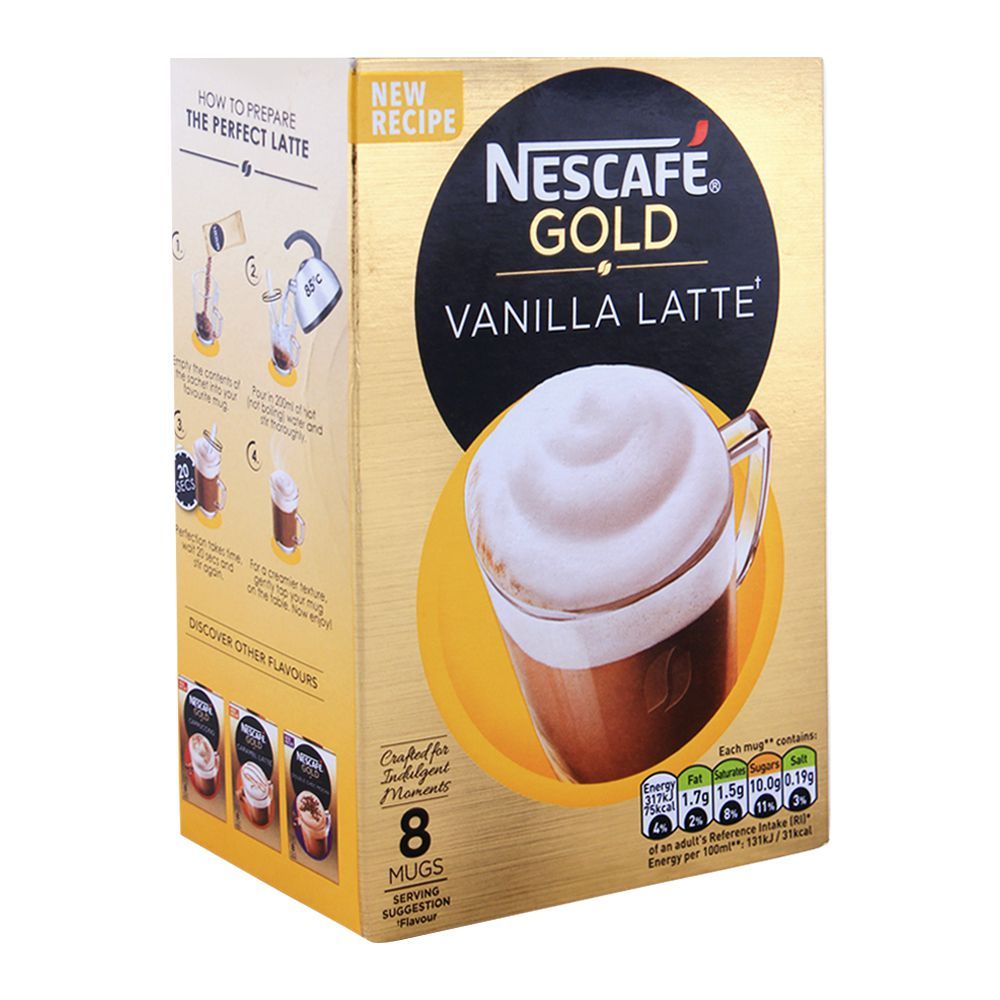 Nescafe Gold Latte Vanilla Coffee 8x18.5g