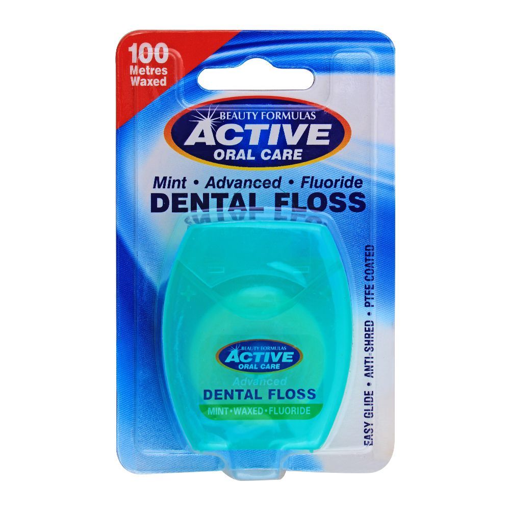 Beauty Formulas Active Oral Care Mint Waxed Dental Floss, 100 Metres Wax