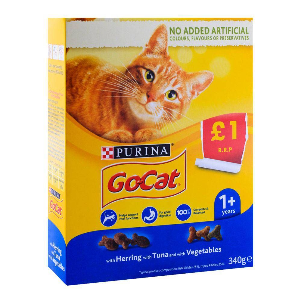 Purina Go-Cat Tuna, Herring & Vegetable Cat Food 340g