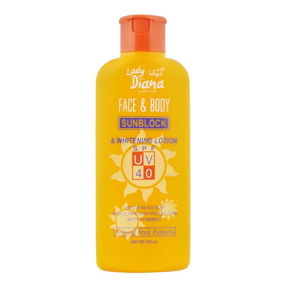 Lady Diana Face & Body Sunblock & Whitening Lotion, SPF 40, 200ml