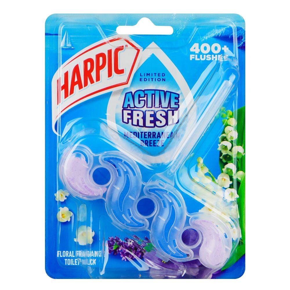 Harpic Active Fresh Floral Fragrance Toilet Flush Cleaner Blocks, 6-Pack