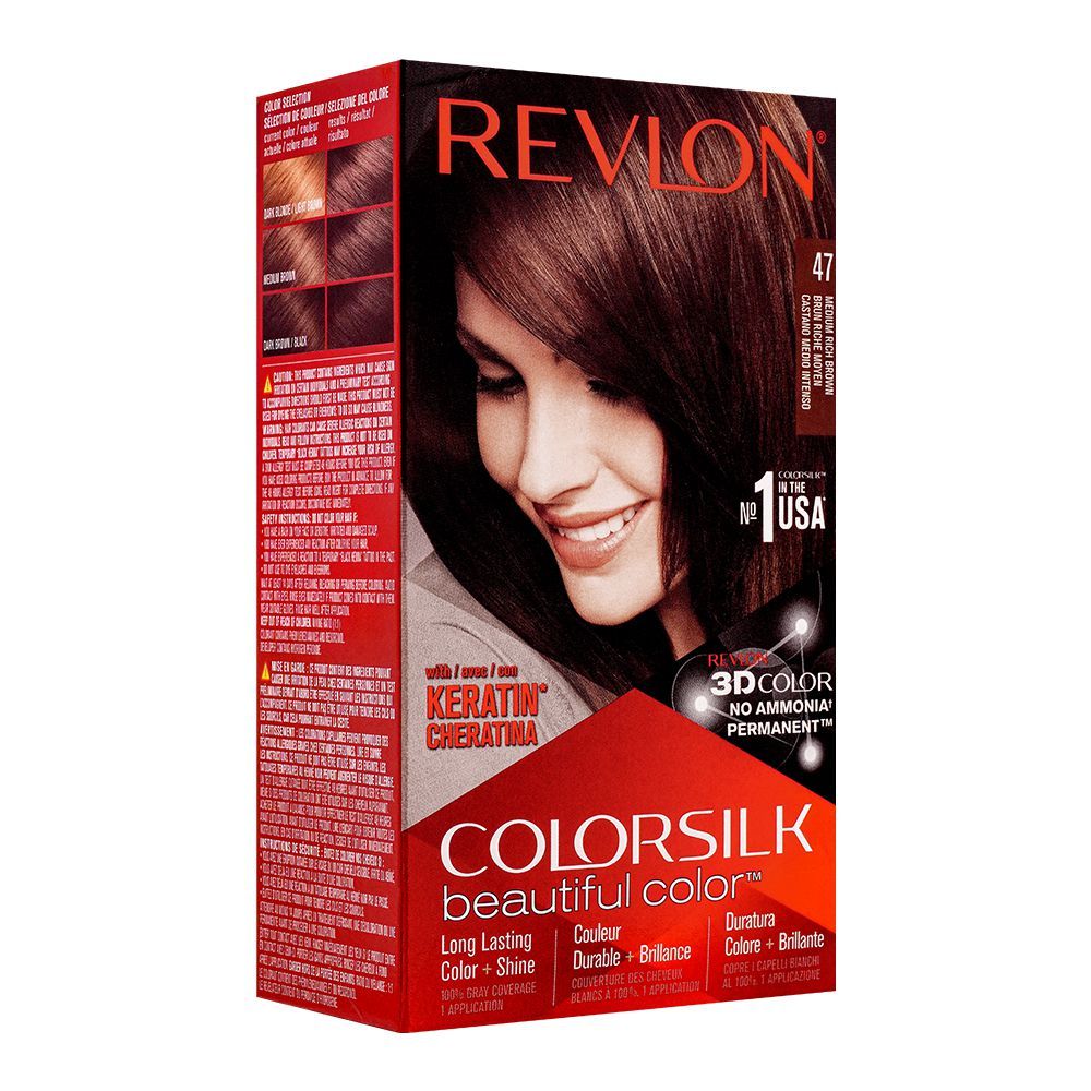 Revlon Colorsilk Hair Color, Medium Rich Brown, 47