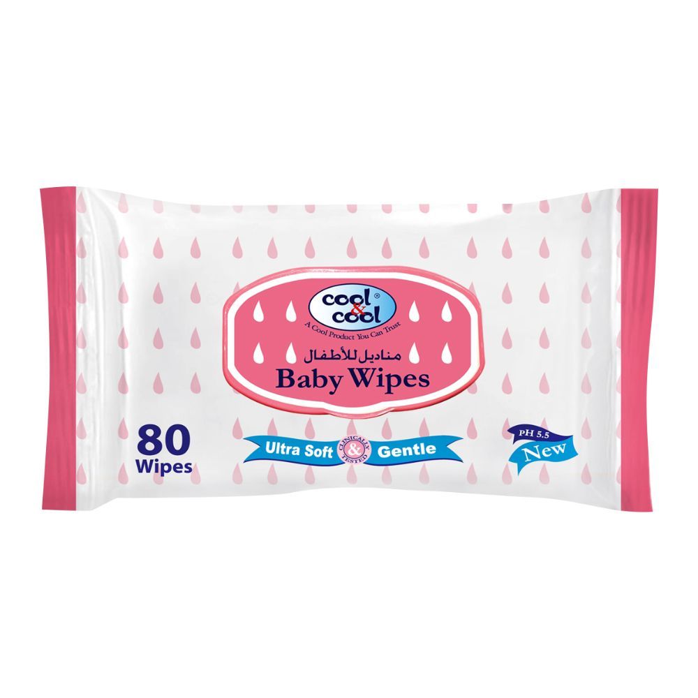 Cool & Cool Baby Wipes, 80-Pack