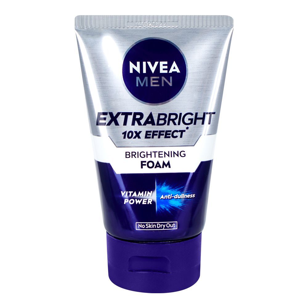 Nivea Men Extra Bright 10X Effect Brightening Foam Face Wash, For All Skin Types, 100g