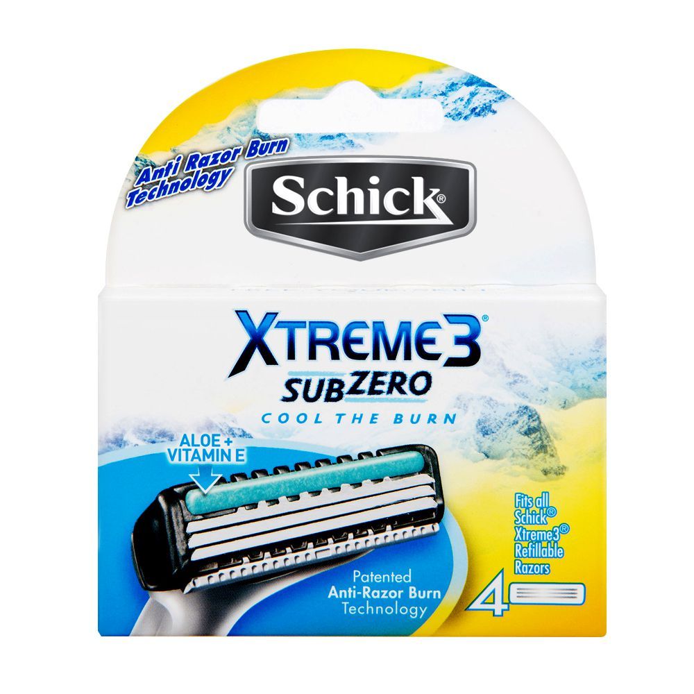 Schick Xtreme 3 Sub Zero Cool The Burn Cartridges, 4-Pack