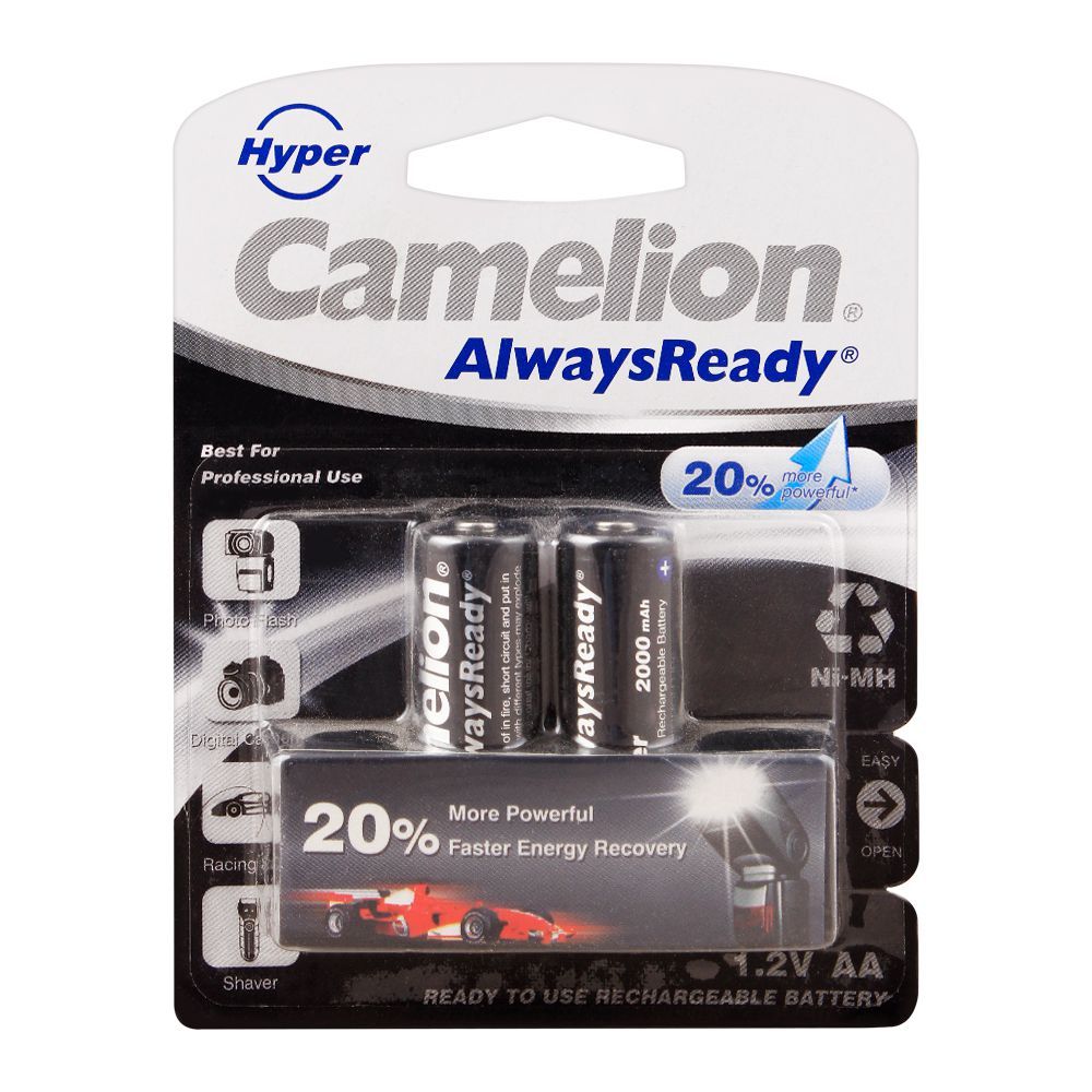 Camelion AlwaysReady NiMH AA 2000mAH Rechargeable Battery, 2-Pack, NH-AA2000HPBP2