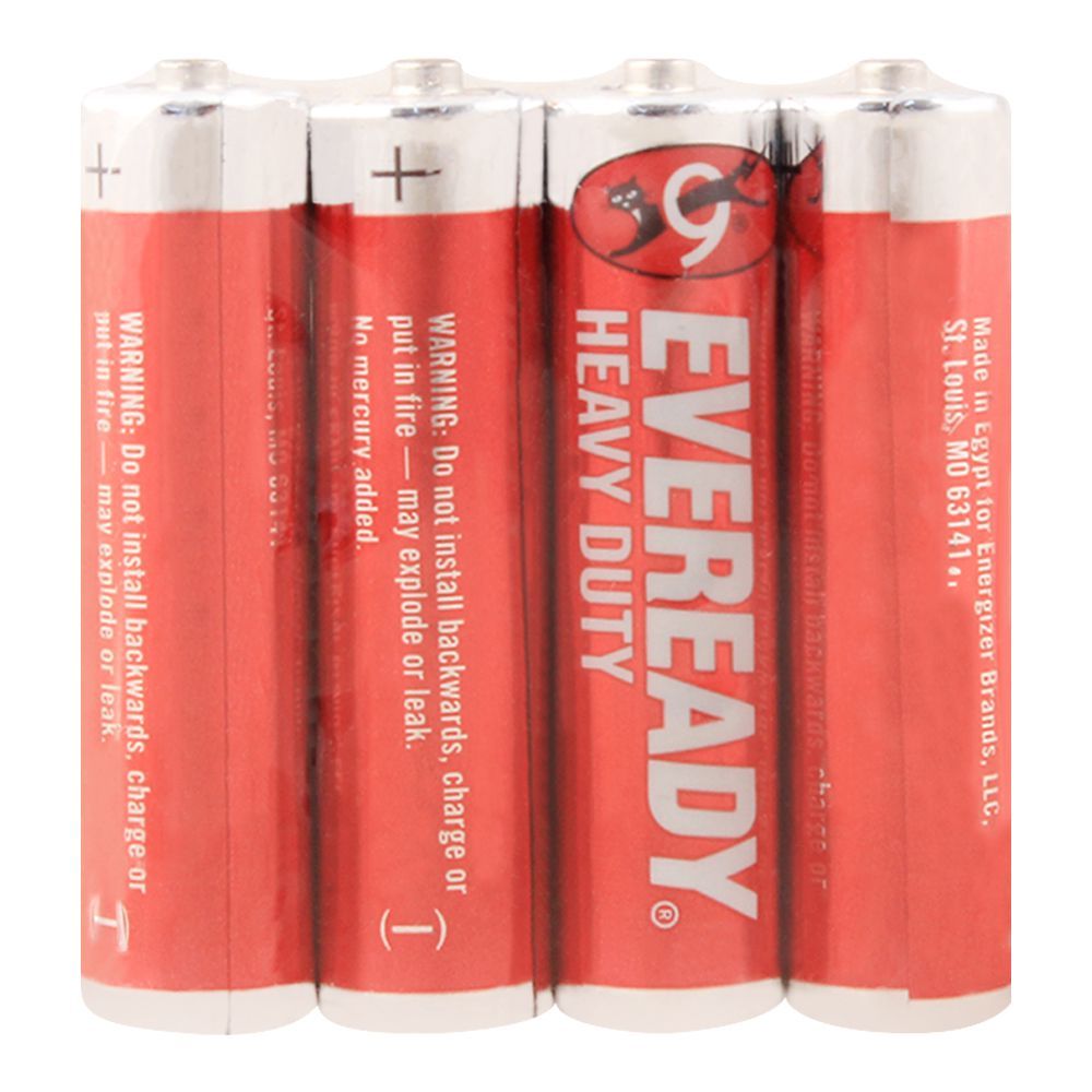 Eveready Heavy Duty AAA Battery, Red, 4-Pack
