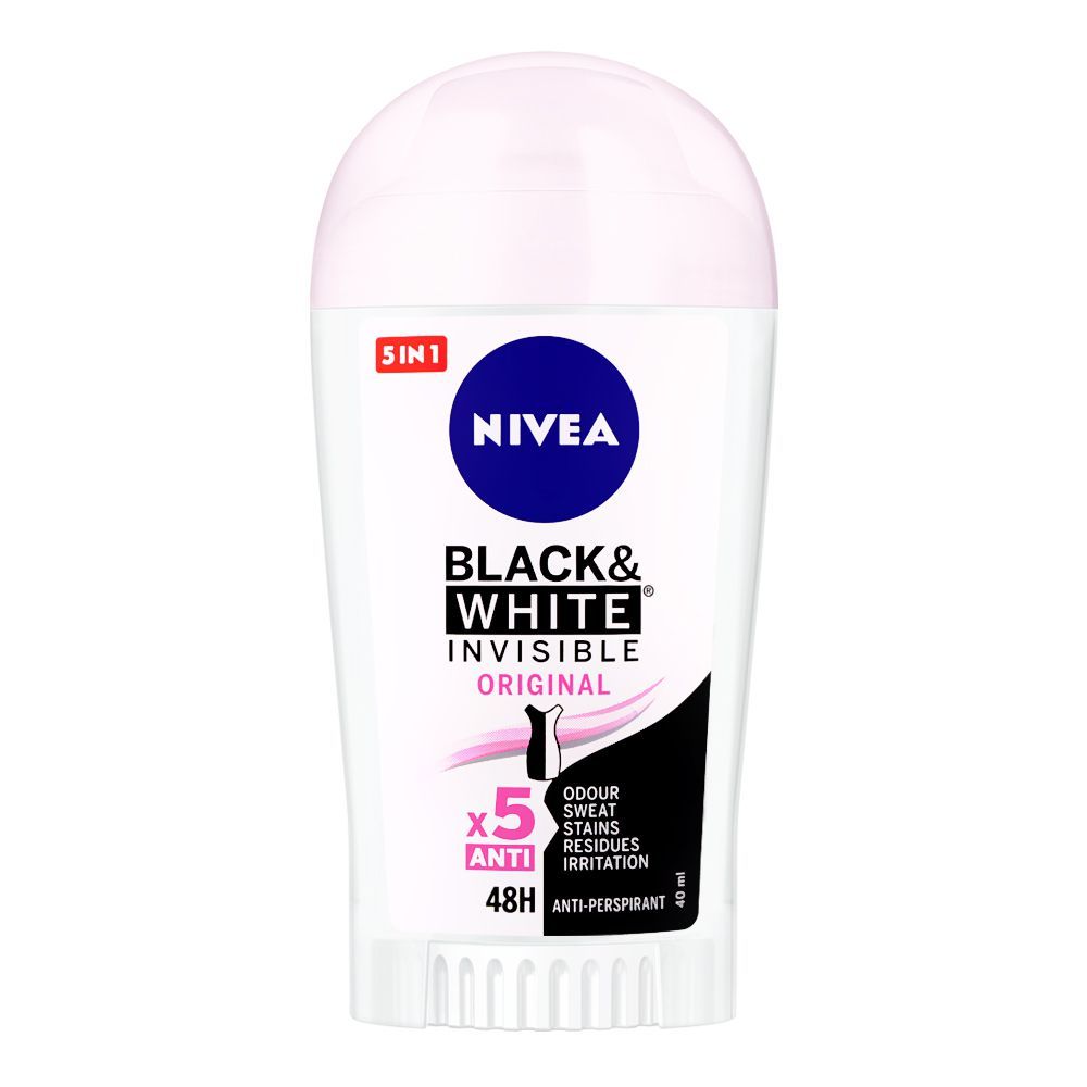 Nivea 48H Black & White Invisible Original Deodorant Stick, For Women, 40ml